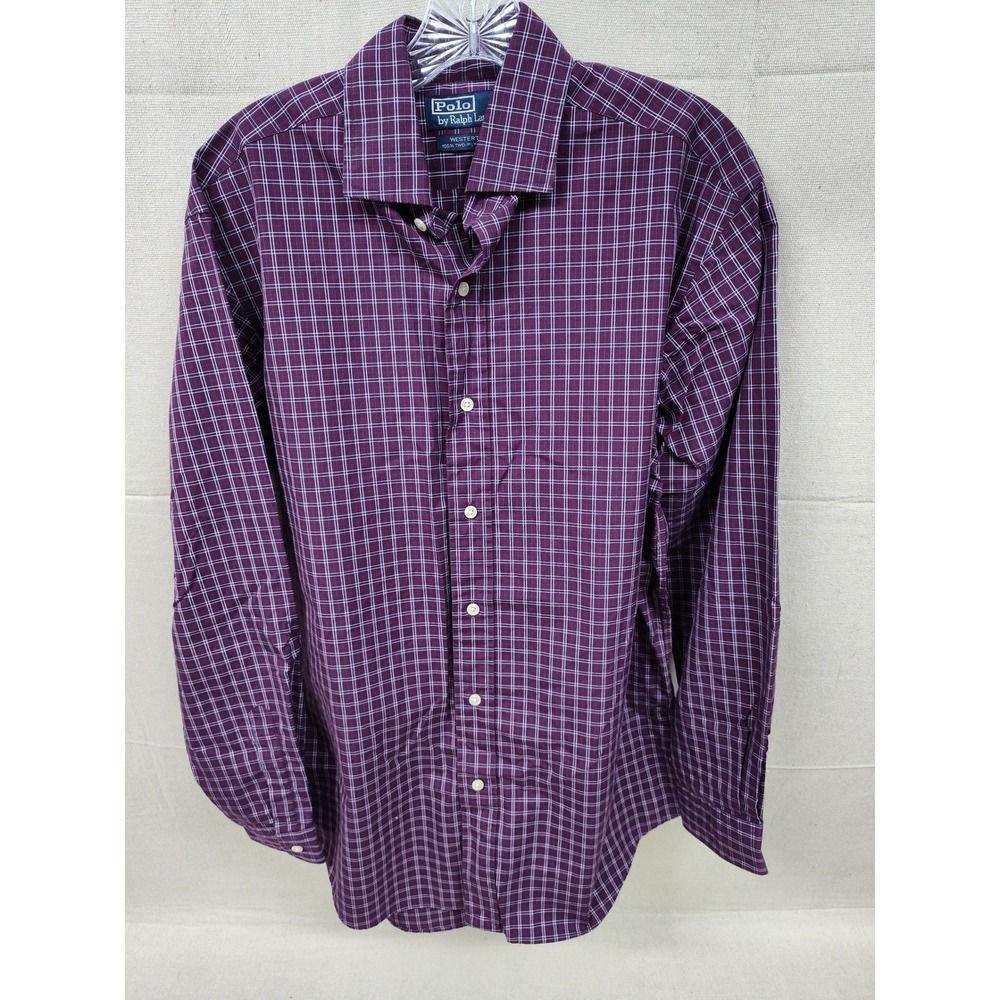Polo Ralph Lauren Westerton‎ Purple Grid Check Cotton Button Down Shirt Mens M